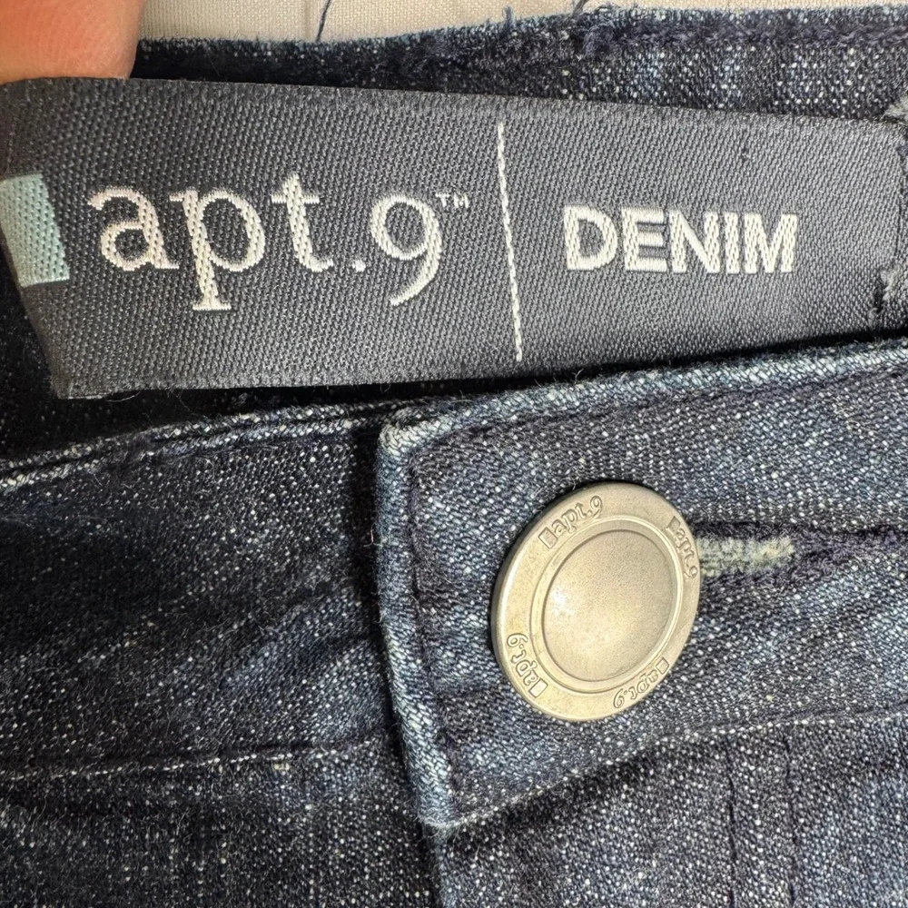 VTG Apt 9 Denim Dark Wash Bermuda‎ Mom Jean Shorts Size 16 Stretch 97% Cotton